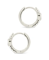 Sterling Forever Sterling Silver Heart Cut Bezel Set Huggie Hoop Earrings