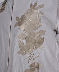 Karl Lagerfeld Paris Women's Striped Floral Detail Top