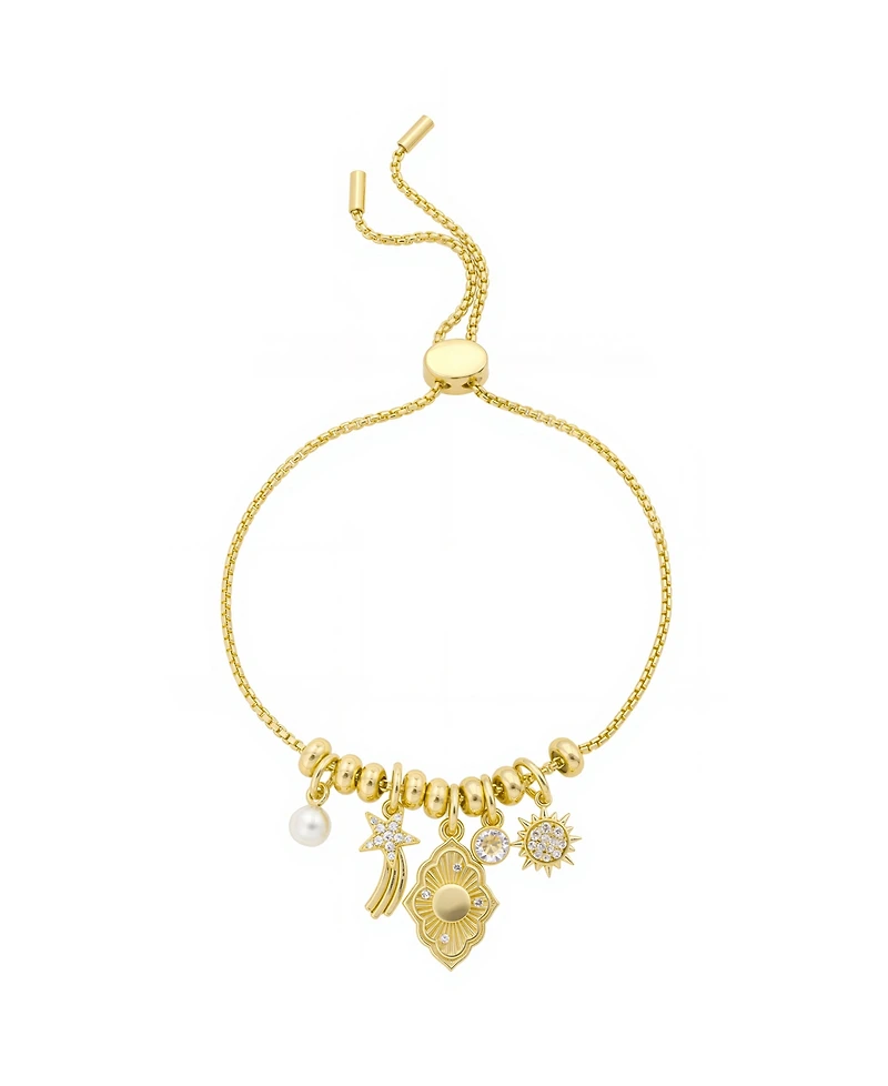 Unwritten Cubic Zirconia And Crystal Charm Adjustable Bolo Bracelet