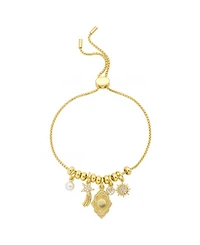 Unwritten Cubic Zirconia And Crystal Charm Adjustable Bolo Bracelet