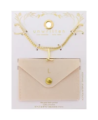 Unwritten Letter "L" Initial Snake Chain Cubic Zirconia Chain Necklace With Extender 2Pcs Set