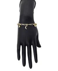 Unwritten Cubic Zirconia Star, Moon And Cubic Zirconia Star Link Chain Labradorite Stone Stretch Bracelet