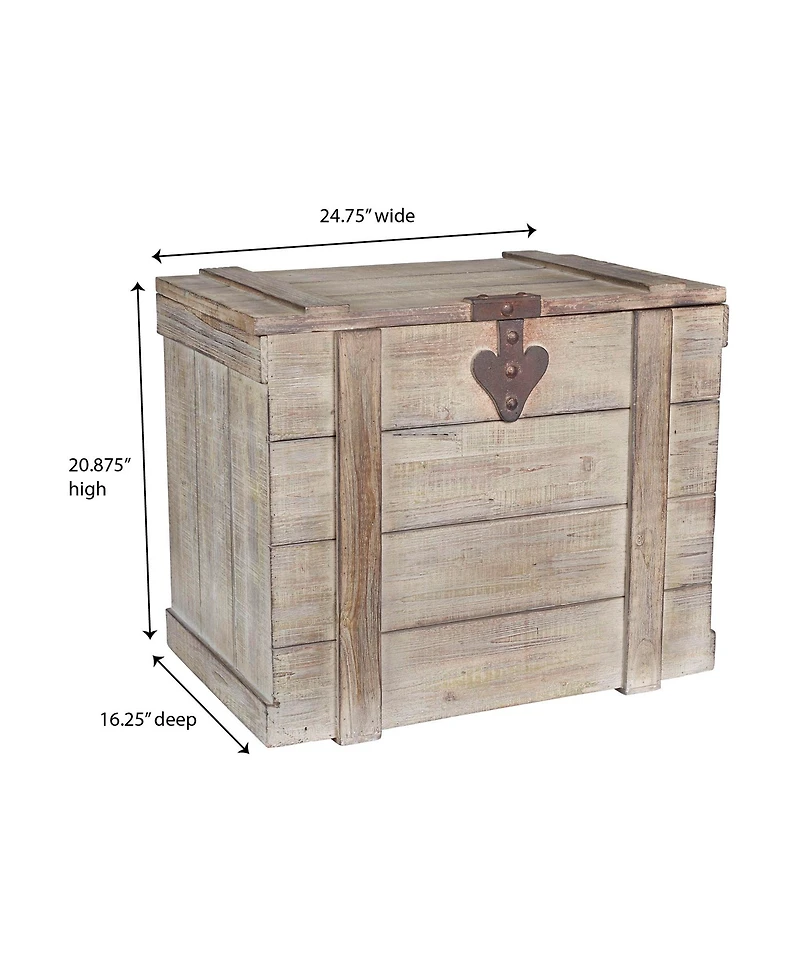 Household Essentials Antiqued Decorative Trunk, Large, Chinese Fir Panel and Mdf