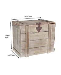 Household Essentials Antiqued Decorative Trunk, Large, Chinese Fir Panel and Mdf