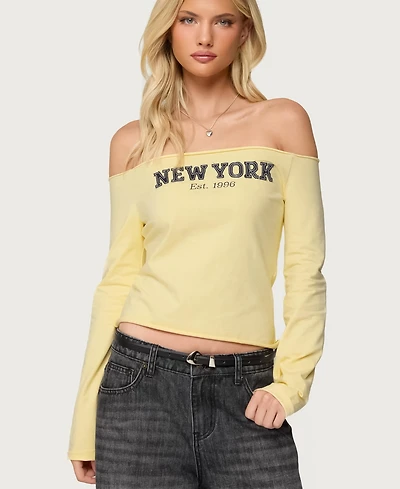 Edikted Women's New York Babe Off Shoulder Top
