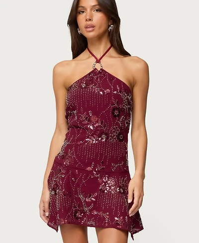 Edikted Women's Adria Bead & Sequin Mini Dress