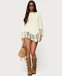Edikted Women's Kamila Fringe Knit Poncho