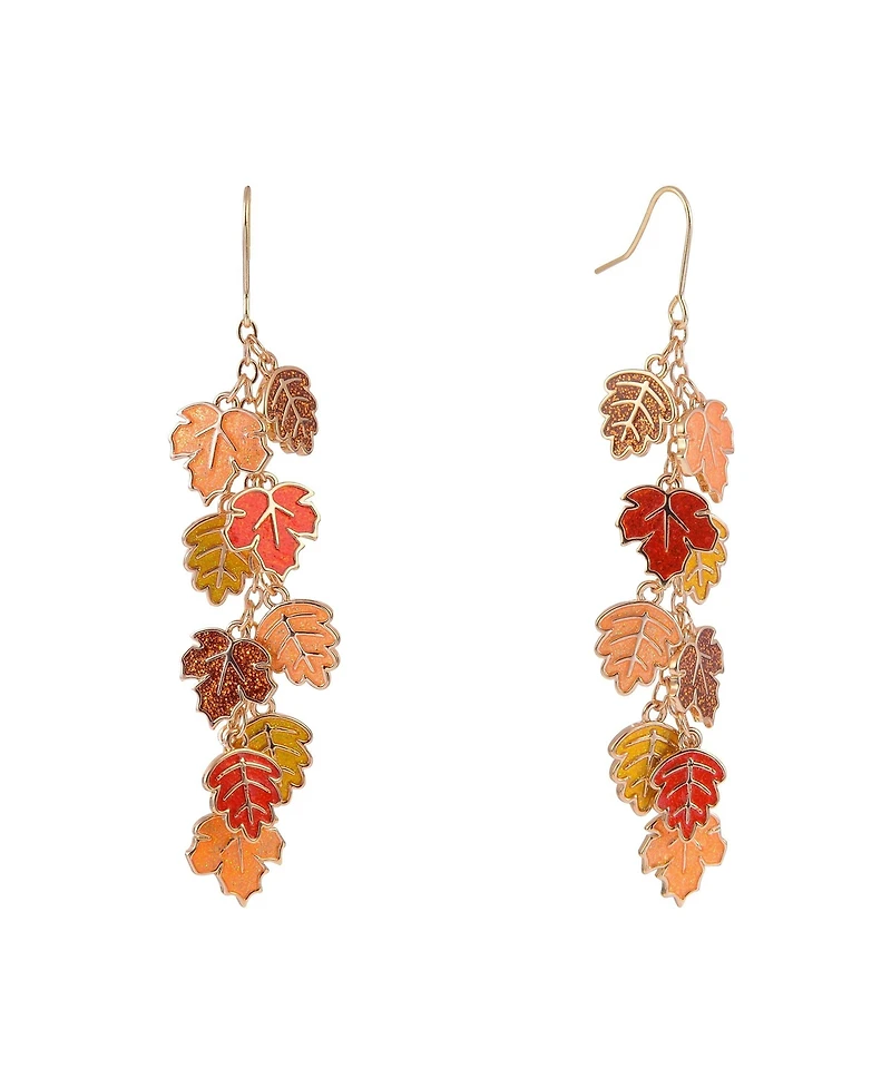 Hallmark Enamel Leaf Linear Earrings
