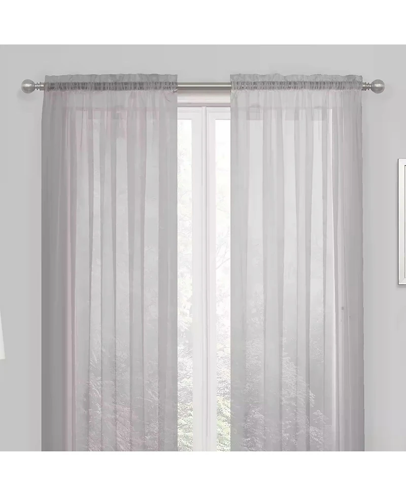 Kate Aurora Essential 1 Piece Silver Gray Sheer Voile Rod Pocket Window Curtain Panel