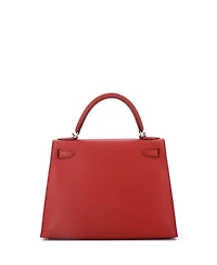 Pre-Owned Hermes Kelly 28 Handbag Red Epsom with Palladium Hardware