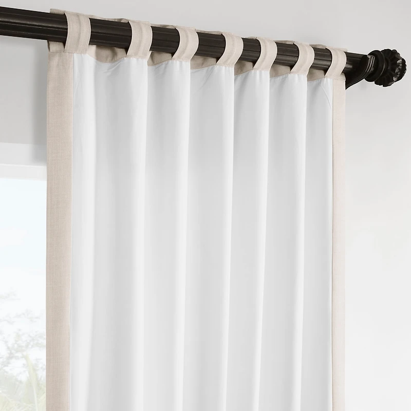 Half Price Drapes Parchment Cream Italian Faux Linen Room Darkening Curtain