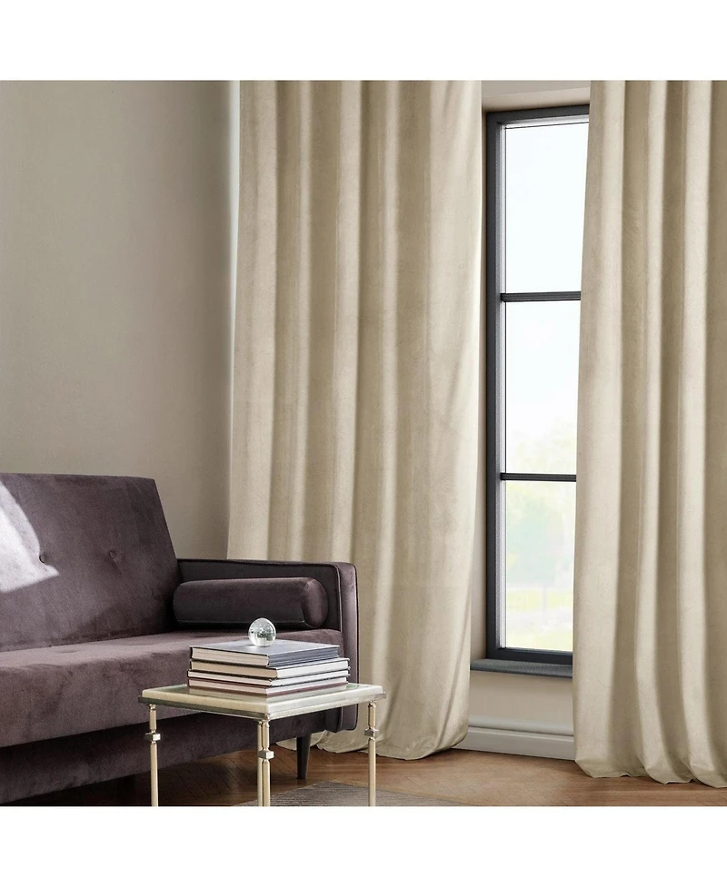 Half Price Drapes Angora Beige Signature Plush Velvet Hotel Blackout Curtain