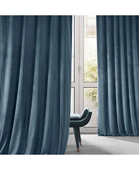 Half Price Drapes Oxford Blue Signature Plush Velvet Hotel Blackout Curtain