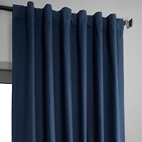 Half Price Drapes Dark Blue Solid Cotton Hotel Blackout Curtain