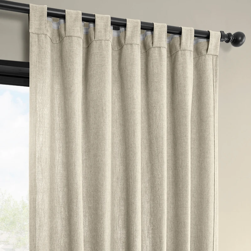 Half Price Drapes Light Beige Simply Faux Linen Light Filtering Curtain Pair (2 Panels