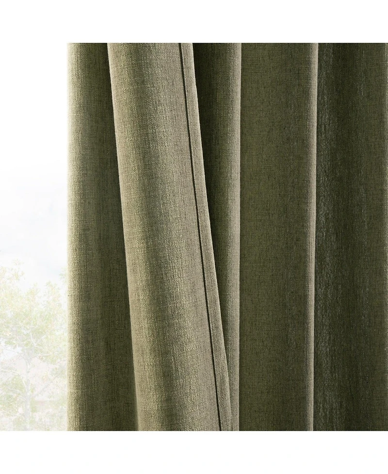 Half Price Drapes Khaki Green Simply Faux Linen Light Filtering Curtain Pair (2 Panels