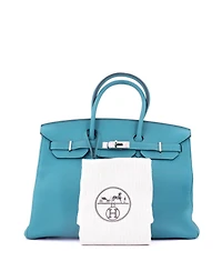 Pre-Owned Hermes Birkin 35 Handbag Blue Togo with Palladium Hardware
