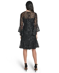 Jessica Howard Petite Jewel Neck Bell Sleeve A-Line Dress