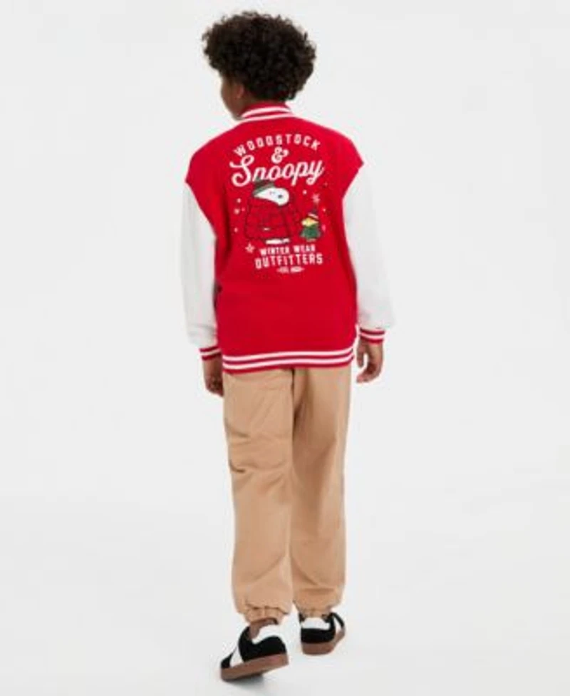 Epic Threads Little Big Boys Snoopy Varsity Jacket Thermal Long Sleeve Shirt Twill Joggers Macys Exclusive