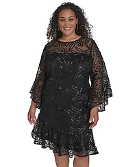 Jessica Howard Plus Textured Boat Neck A-Line Dress