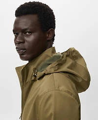 Mango Men's Water-Repellent Hooded Parka