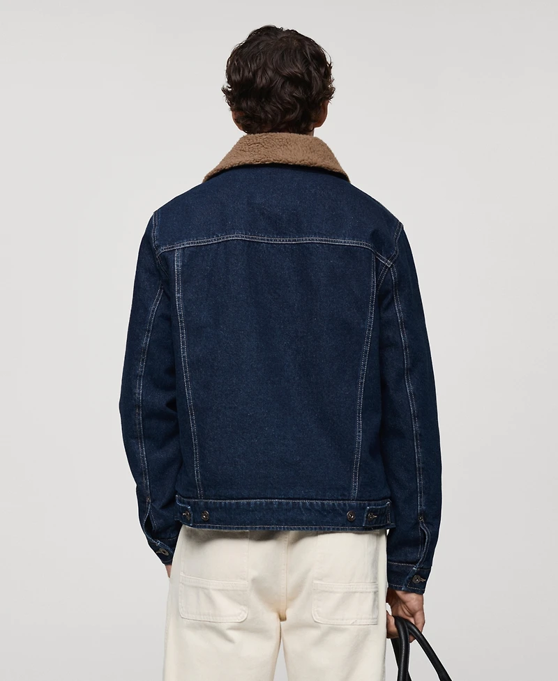 Mango Men's Shearling Lining Denim Jacket