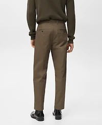 Mango Men's Regular Fit Pleated Cotton Pants