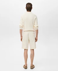 Mango Men's Cotton Lyocell Cargo 10.75" Bermuda Shorts