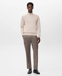 Mango Men's Breathable Zip-Neck Sweater