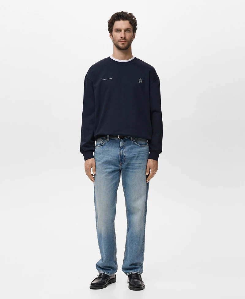 Mango Men's Cotton Text Sweatshirt