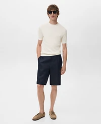 Mango Men's Ribbed Knit T-Shirt