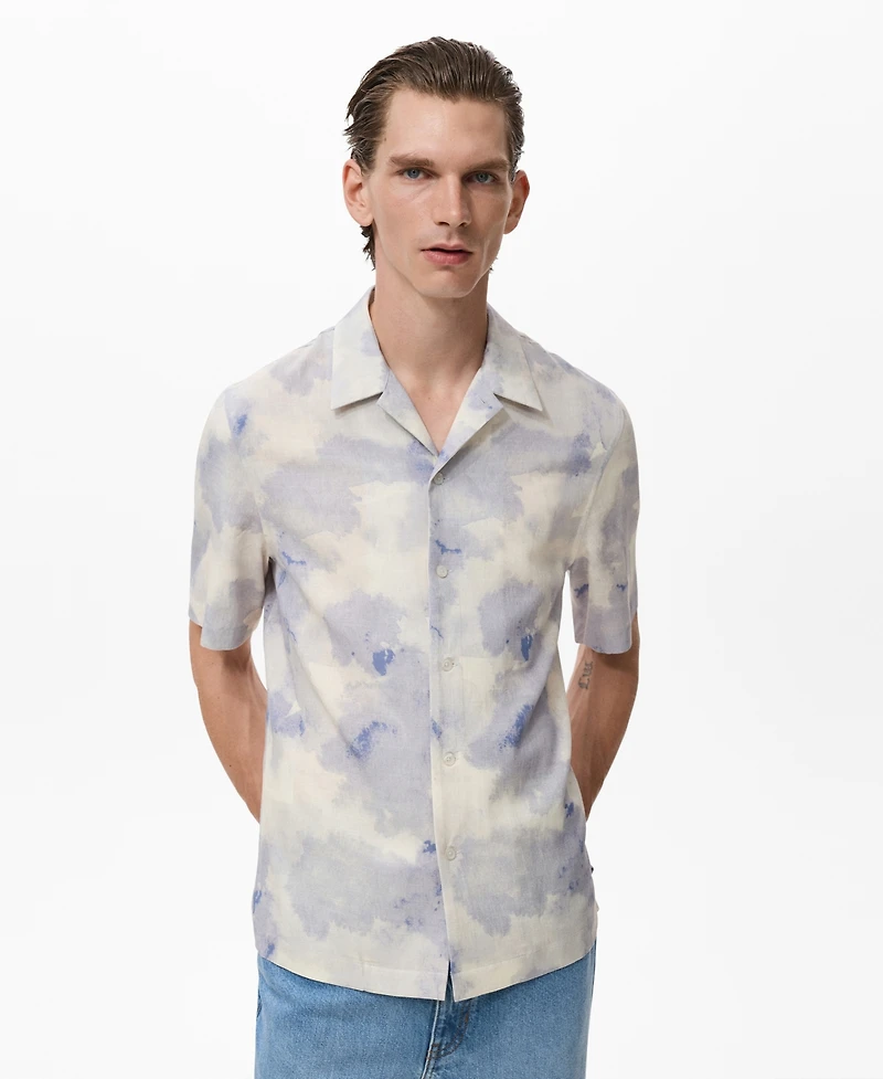 Mango Men's Printed Bowling Shirt