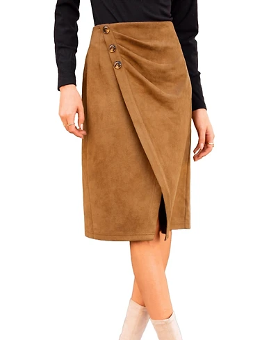 Cupshe Women's Commuter Khaki Midi Skirt