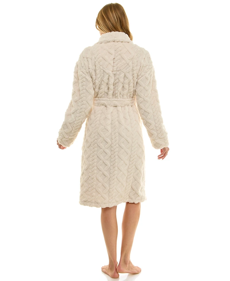 Roudelain Women's Textured Shawl Collar Robe