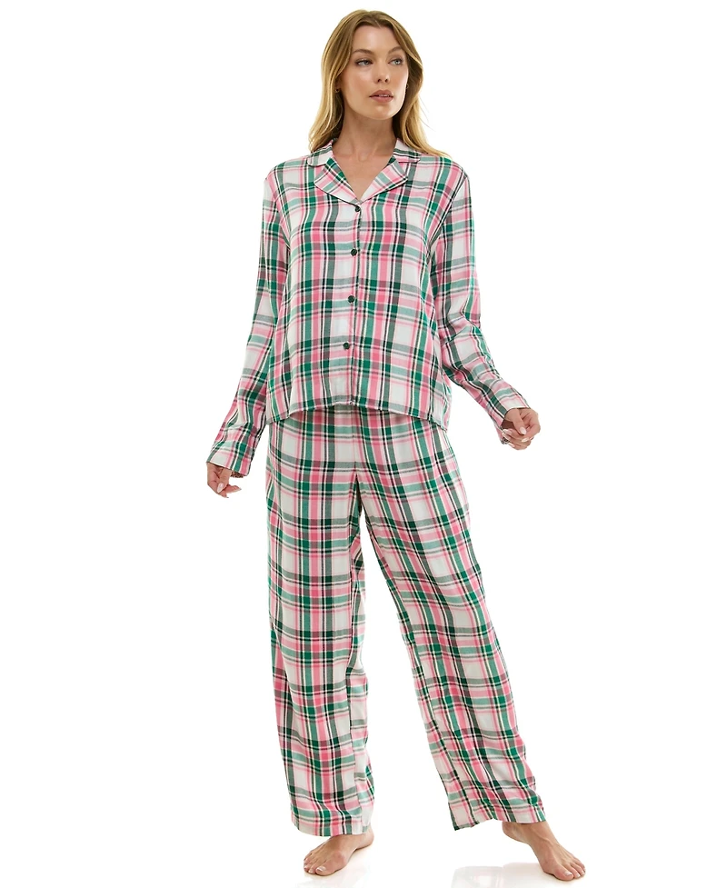 Roudelain Women's 2-Piece Plaid Top and Pants Set