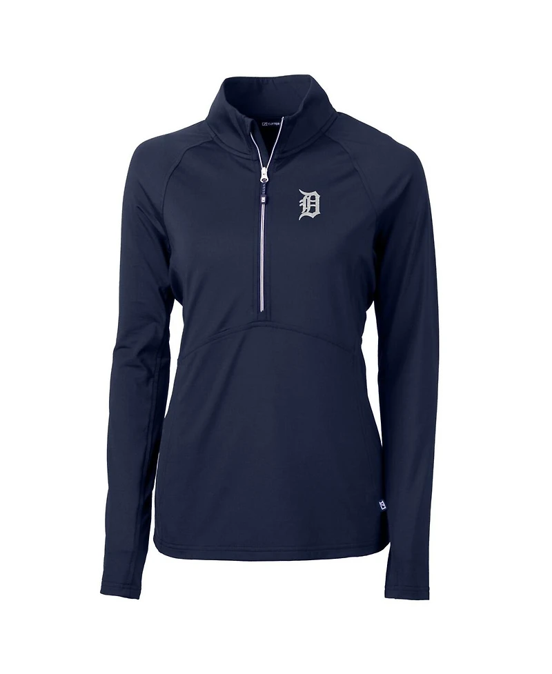 Cutter Buck Women's Navy Detroit Tigers Adapt Eco Knit Stretch Half-Zip Pullover Sweatshirt