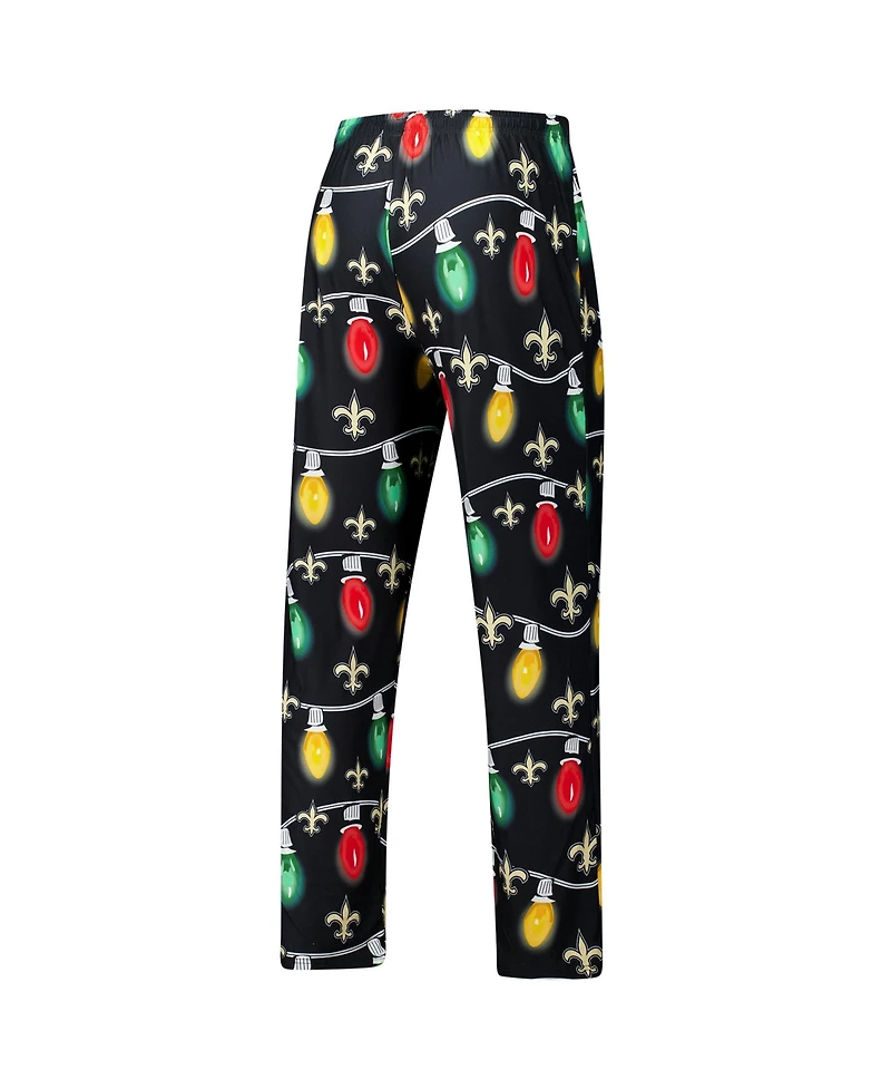 Concepts Sport Men's 2-Piece Black New Orleans Saints Garland Knit Raglan Long Sleeve Top and Pants Set