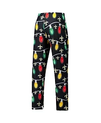 Concepts Sport Men's 2-Piece Black New Orleans Saints Garland Knit Raglan Long Sleeve Top and Pants Set