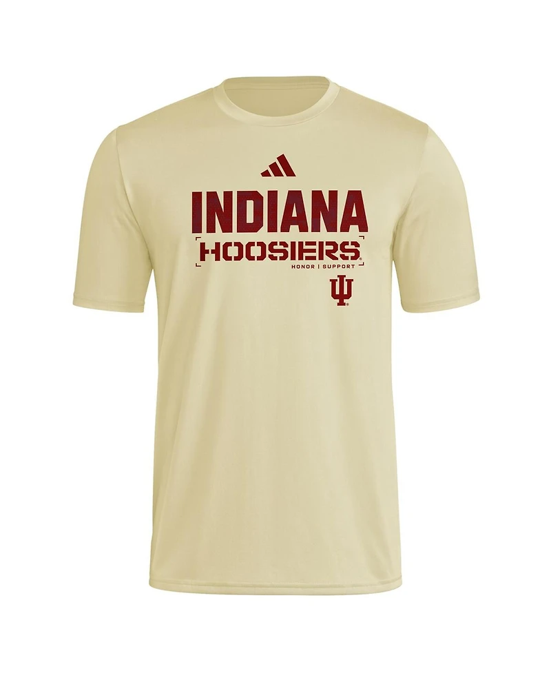 Adidas Men's Natural Indiana Hoosiers 2025 Military Appreciation Pre-Game Aeroready T-Shirt