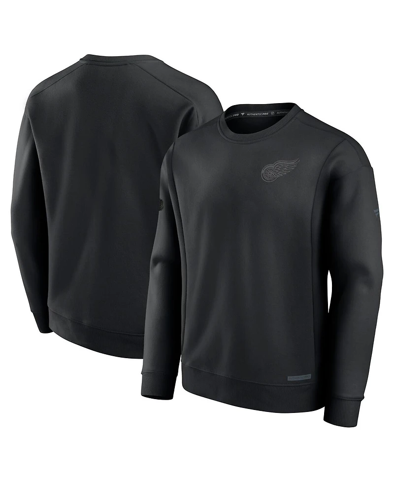 Fanatics Men's Black Detroit Red Wings Authentic Pro Road Fleece Pullover Sweatshirt
