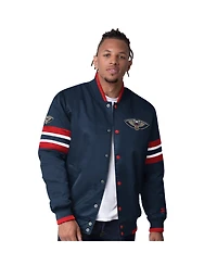Starter Men's Navy New Orleans Pelicans Scout Varsity Satin Full-Snap Jacket