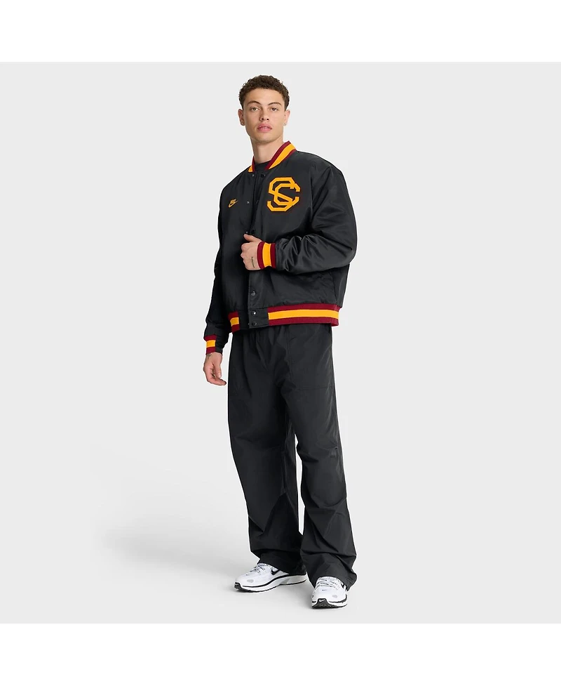 Nike Men's Black Usc Trojans Legacy Full-Snap Bomber Jacket