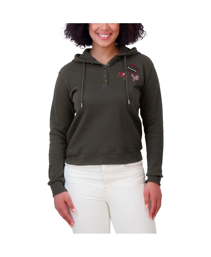 Wear by Erin Andrews Women's Pewter Tampa Bay Buccaneers Waffle Hoodie Pullover Top