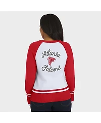 Wear by Erin Andrews Women's White/Red Atlanta Falcons Color Block Raglan Sweater