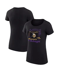 G-iii 4Her by Carl Banks Women's Black Minnesota Vikings Super-Slim Fit Lightweight Collage Team T-Shirt