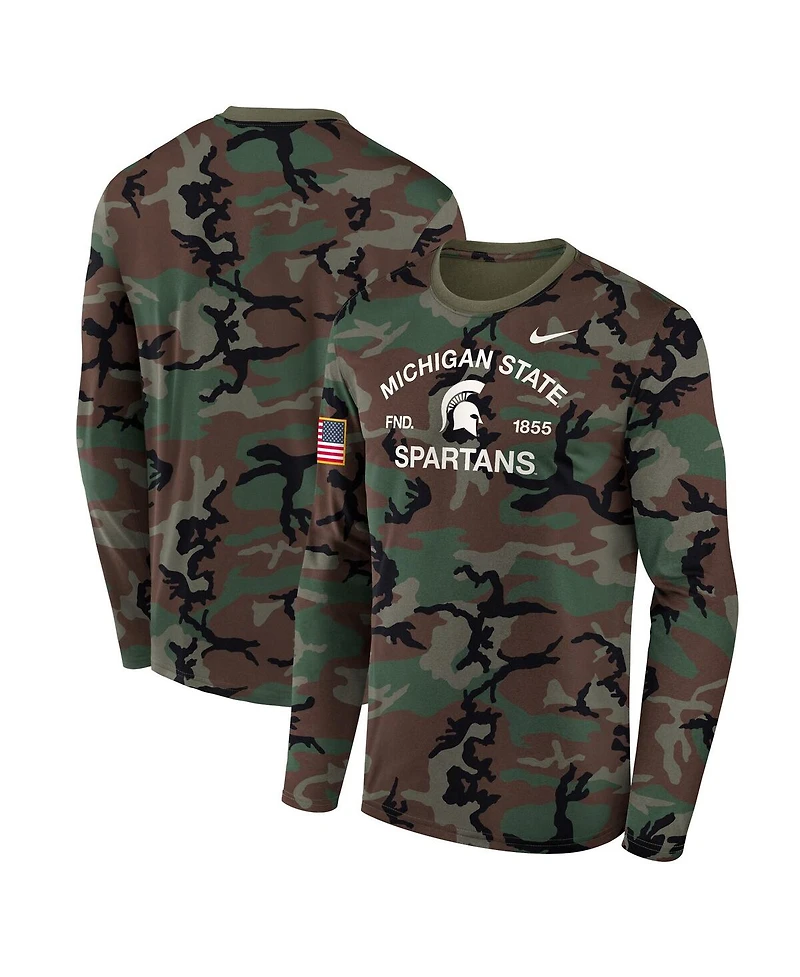 Nike Men's Camo Michigan State Spartans 2025 Military Appreciation Legend Dri-fit Long Sleeve T-Shirt