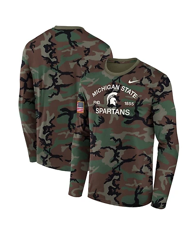 Nike Men's Camo Michigan State Spartans 2025 Military Appreciation Legend Dri-fit Long Sleeve T-Shirt