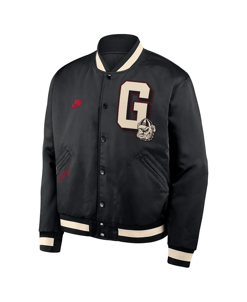 Nike Men's Black Georgia Bulldogs Legacy Full-Snap Bomber Jacket