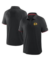 Fanatics Men's Black Chicago Blackhawks Authentic Pro Rink Raglan Polo Shirt