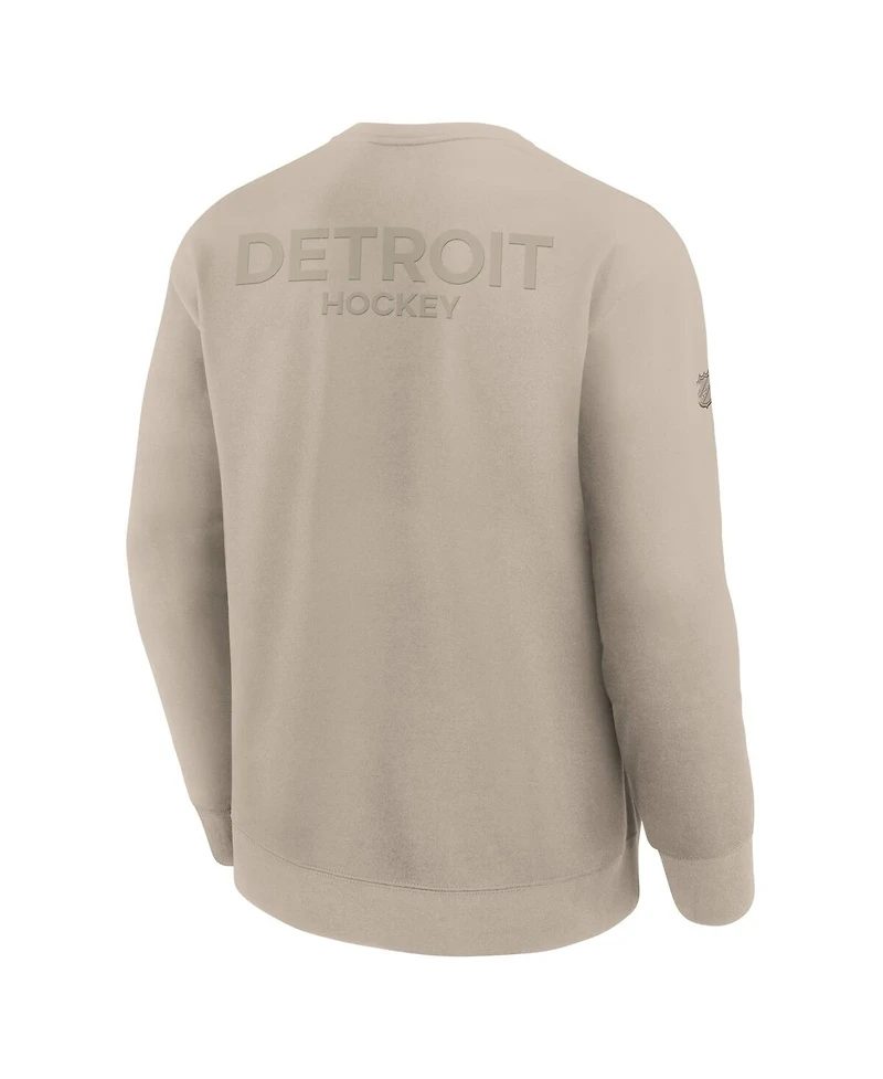 Fanatics Men's Tan Detroit Red Wings Authentic Pro Road Tri-Blend Sweatshirt